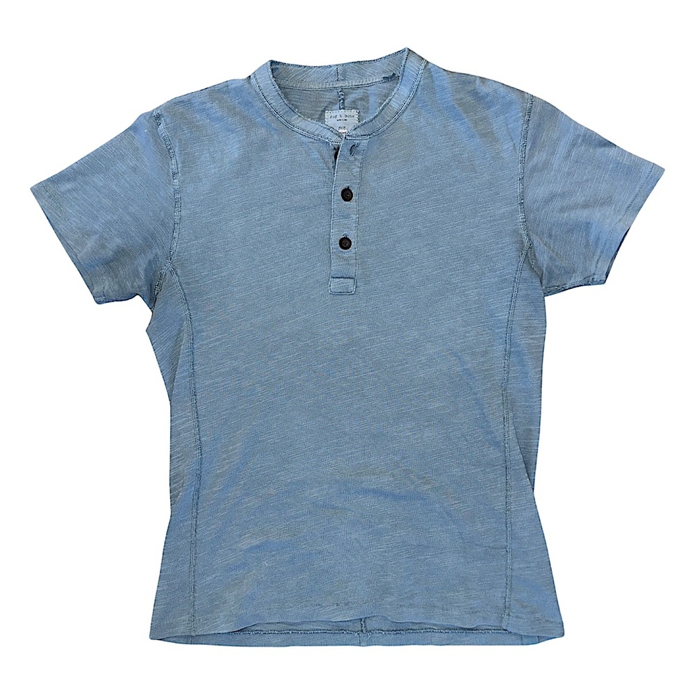 Rag & Bone New York Core Short Sleeve Henley Slub Cotton Shirt